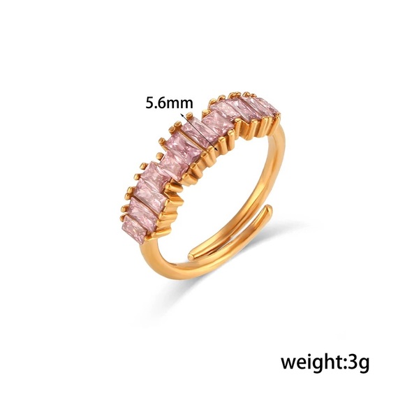 ◾️18K Gold Plated 3A CZ Crystal Adjustable Ring - Picture 5 of 6